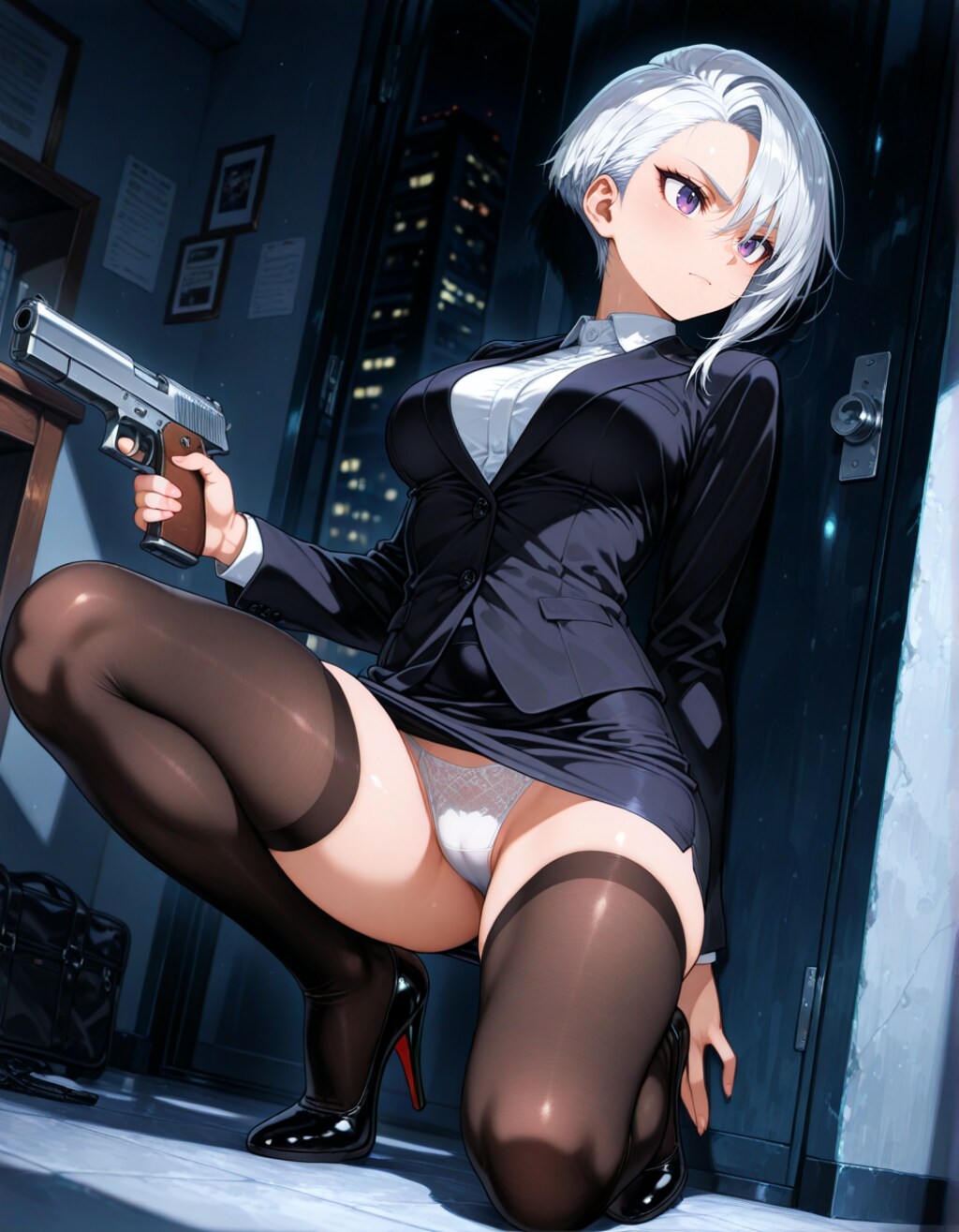 侵入者に警戒するOLさん