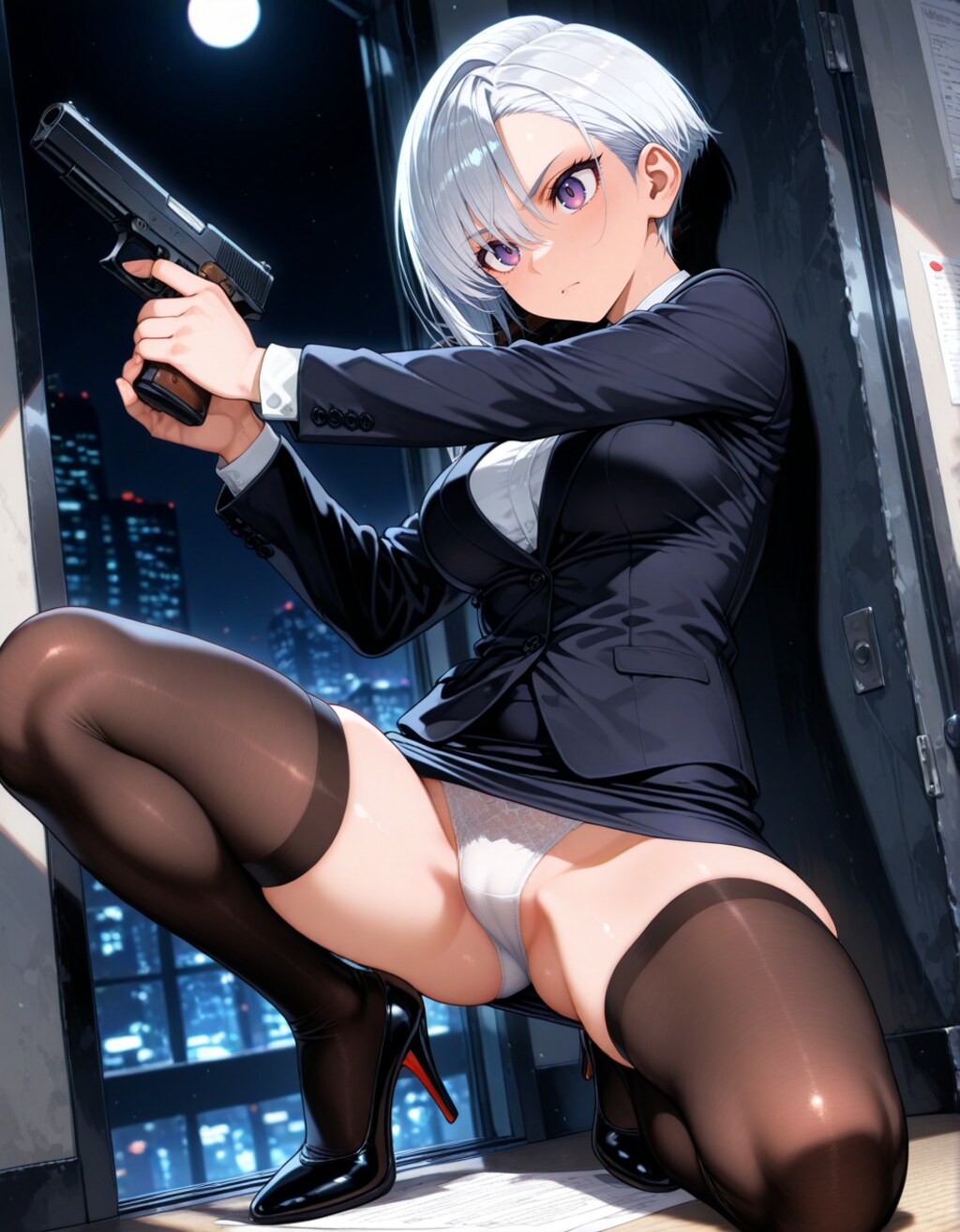 侵入者に警戒するOLさん