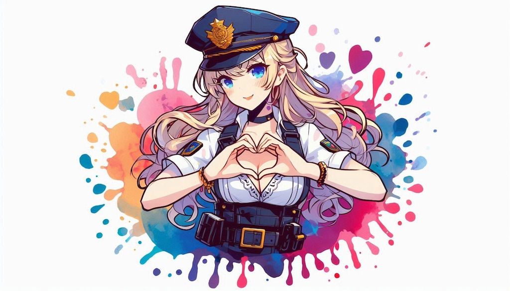 ハートマークを作るポリスちゃん (ポリス④)