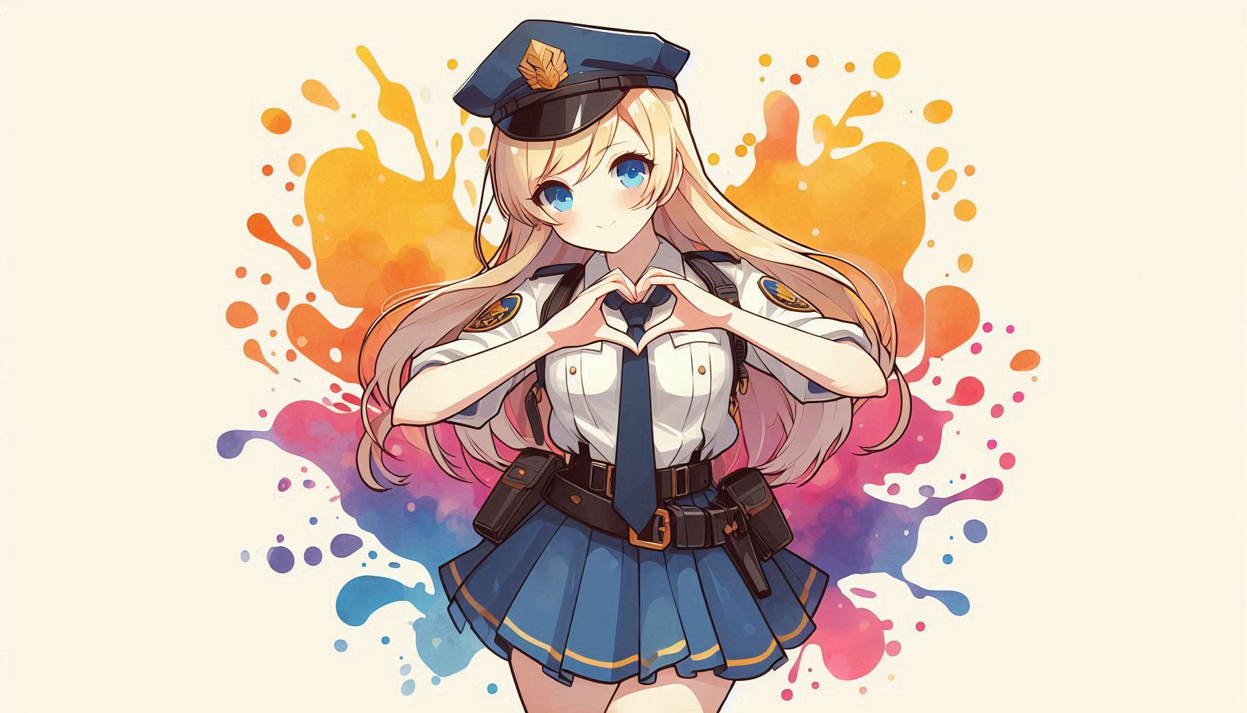 ハートマークを作るポリスちゃん (ポリス④) | の人気AIイラスト・グラビア