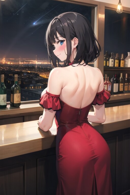 夜景の見えるバーで