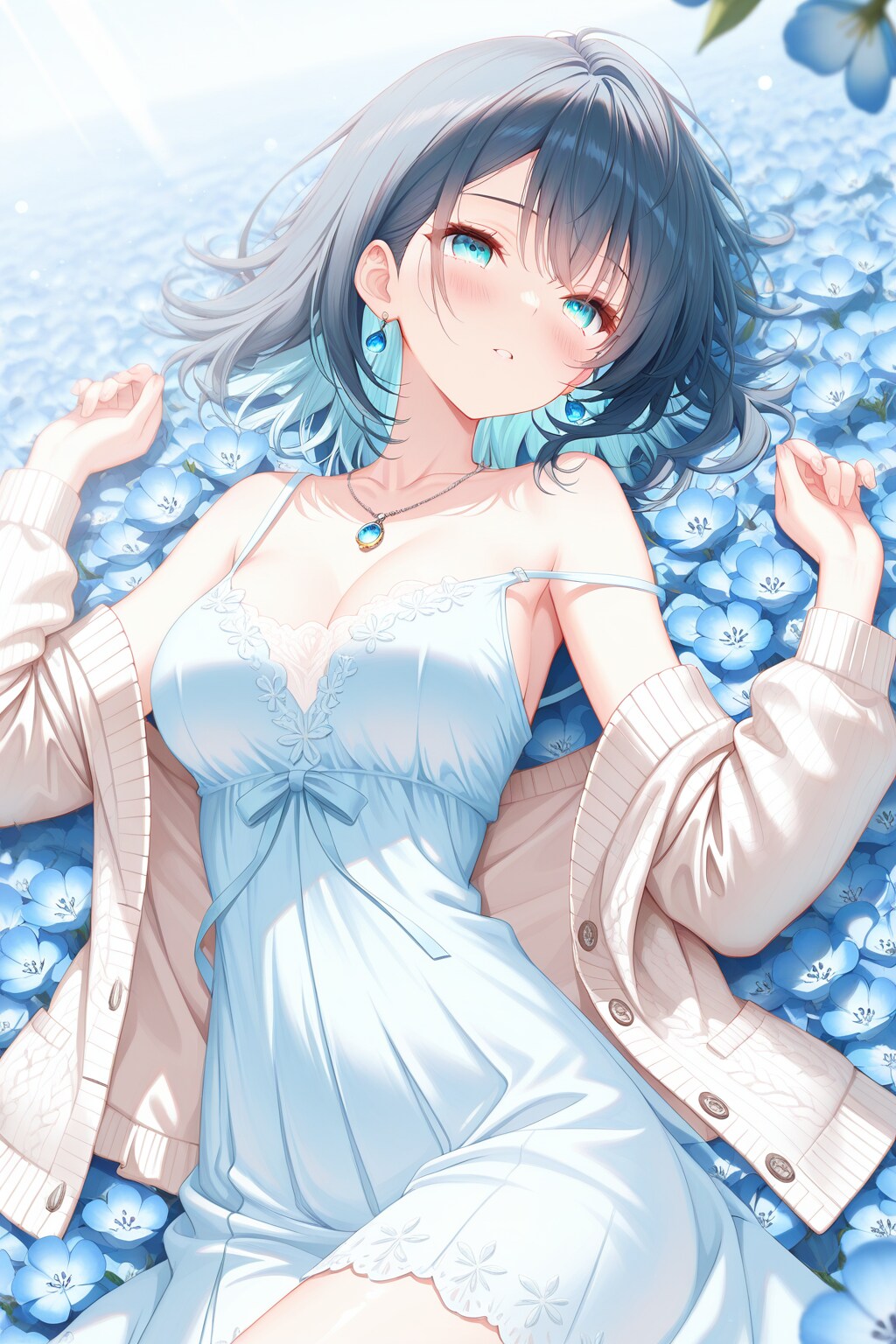 ネモフィラに囲まれて