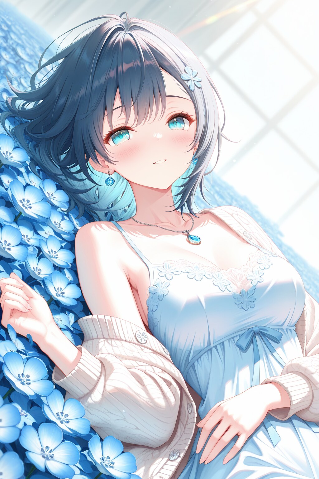 ネモフィラに囲まれて