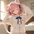 桃華ちゃんで猫の着ぐるみパジャマ(∩´∀`∩)💕 4枚目
