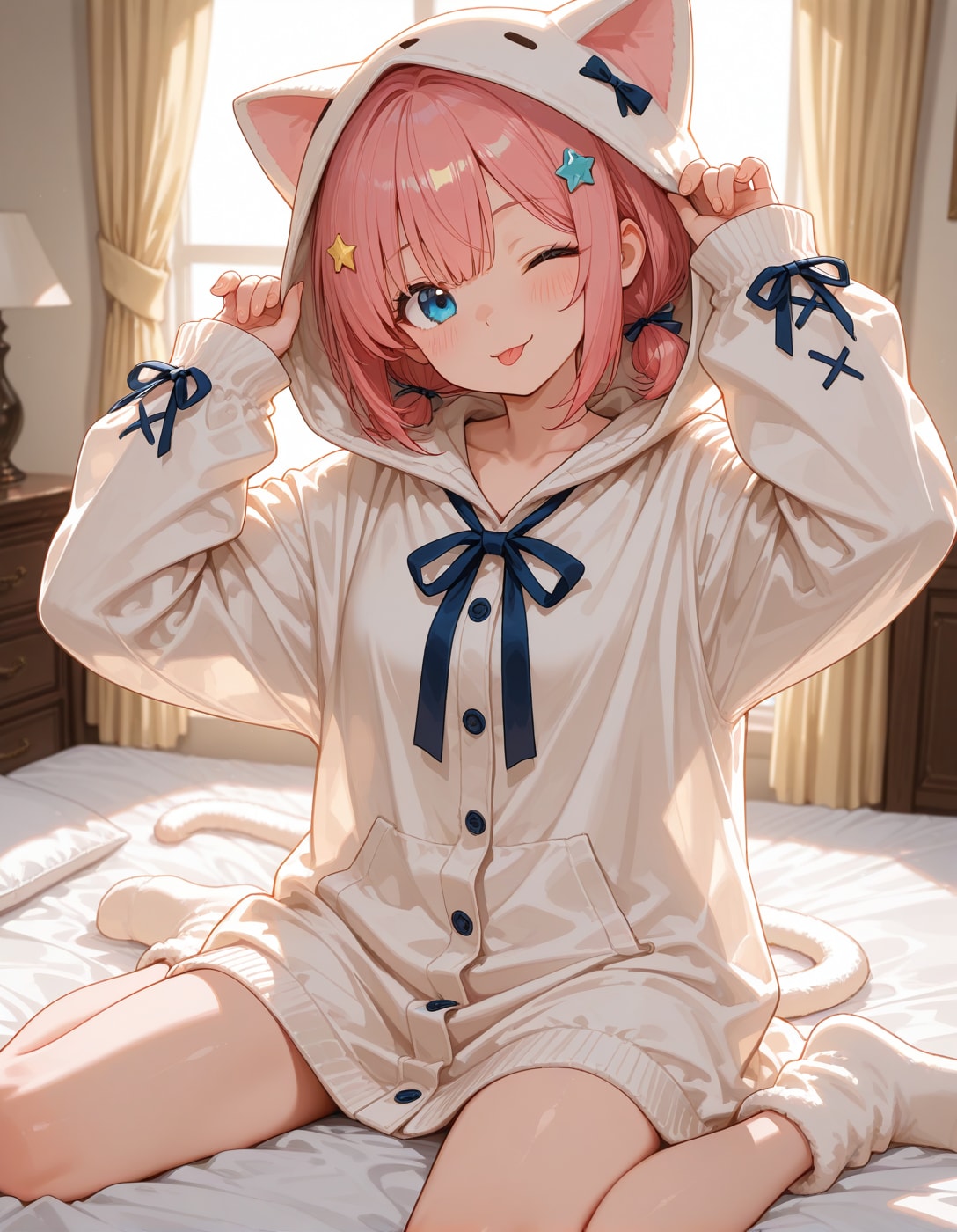桃華ちゃんで猫の着ぐるみパジャマ(∩´∀`∩)💕