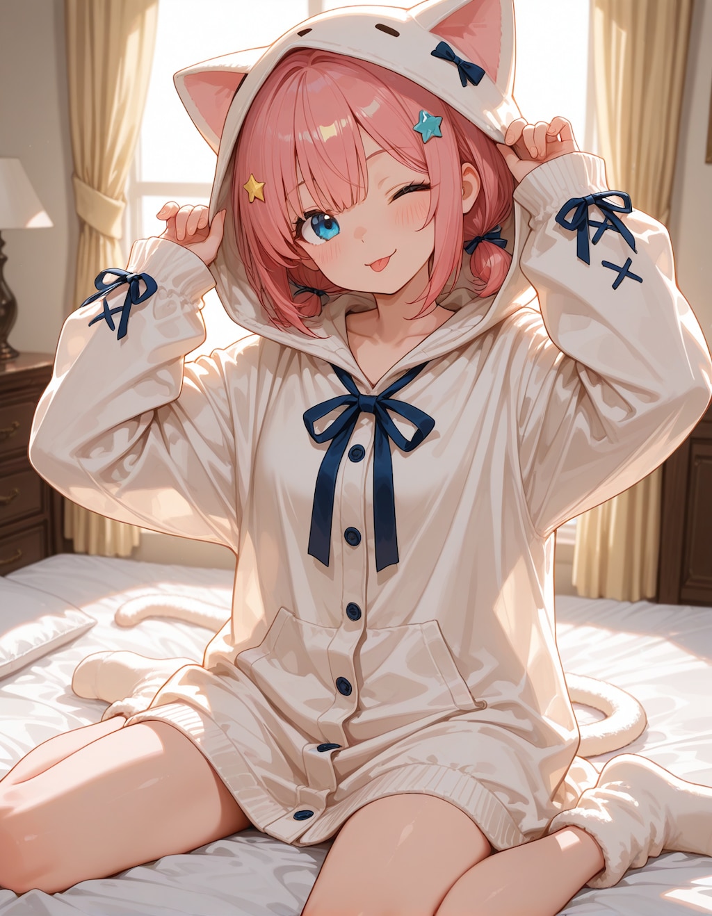 桃華ちゃんで猫の着ぐるみパジャマ(∩´∀`∩)💕