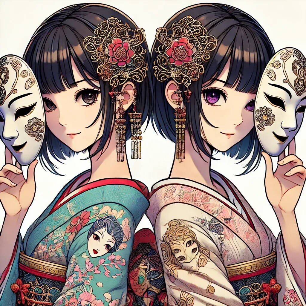 双子と能面