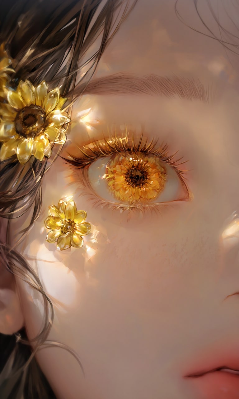 瞳の中の向日葵 | の人気AIイラスト・グラビア