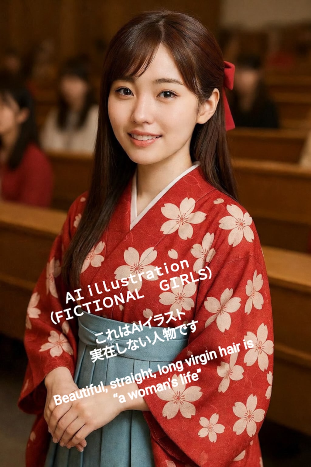 袴のストレートロングヘア美少女