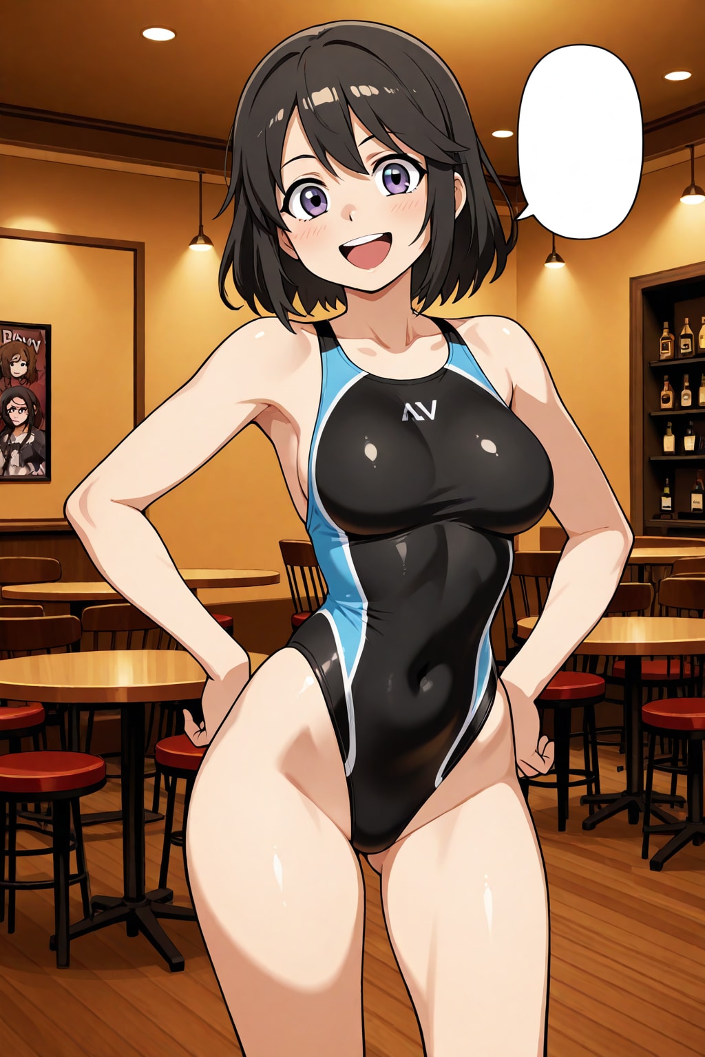 胸を張る競泳水着の少女