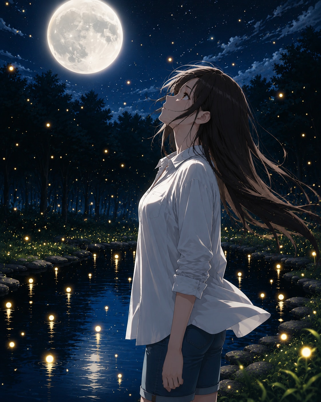 月と蛍と、夜風と。