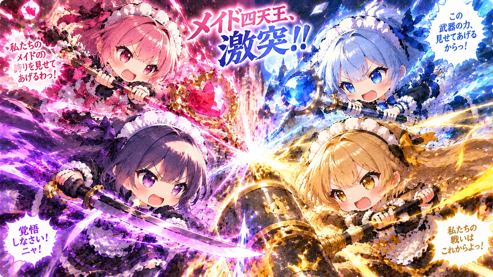 【四天王１】メイド四天王、激突！！ | の人気AIイラスト・グラビア