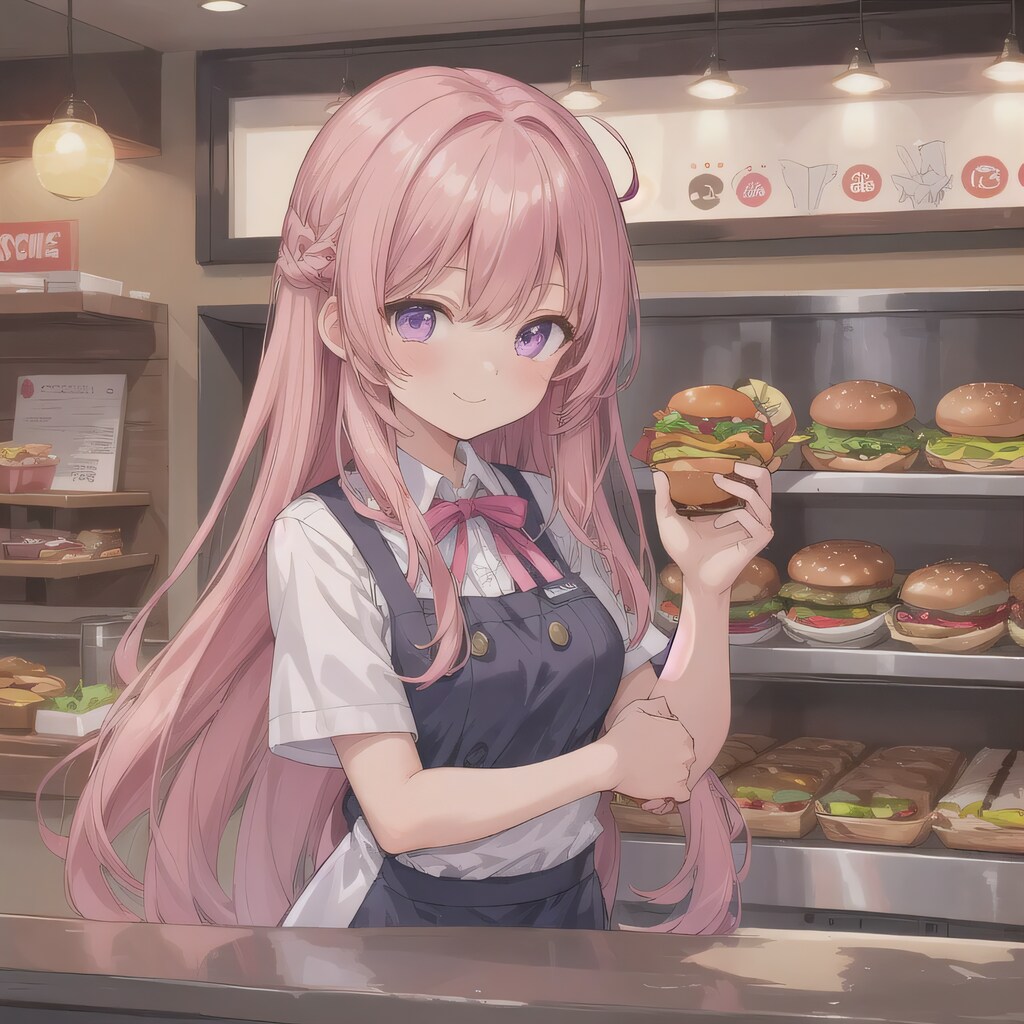 ピンク髪ロングでクルーの少女