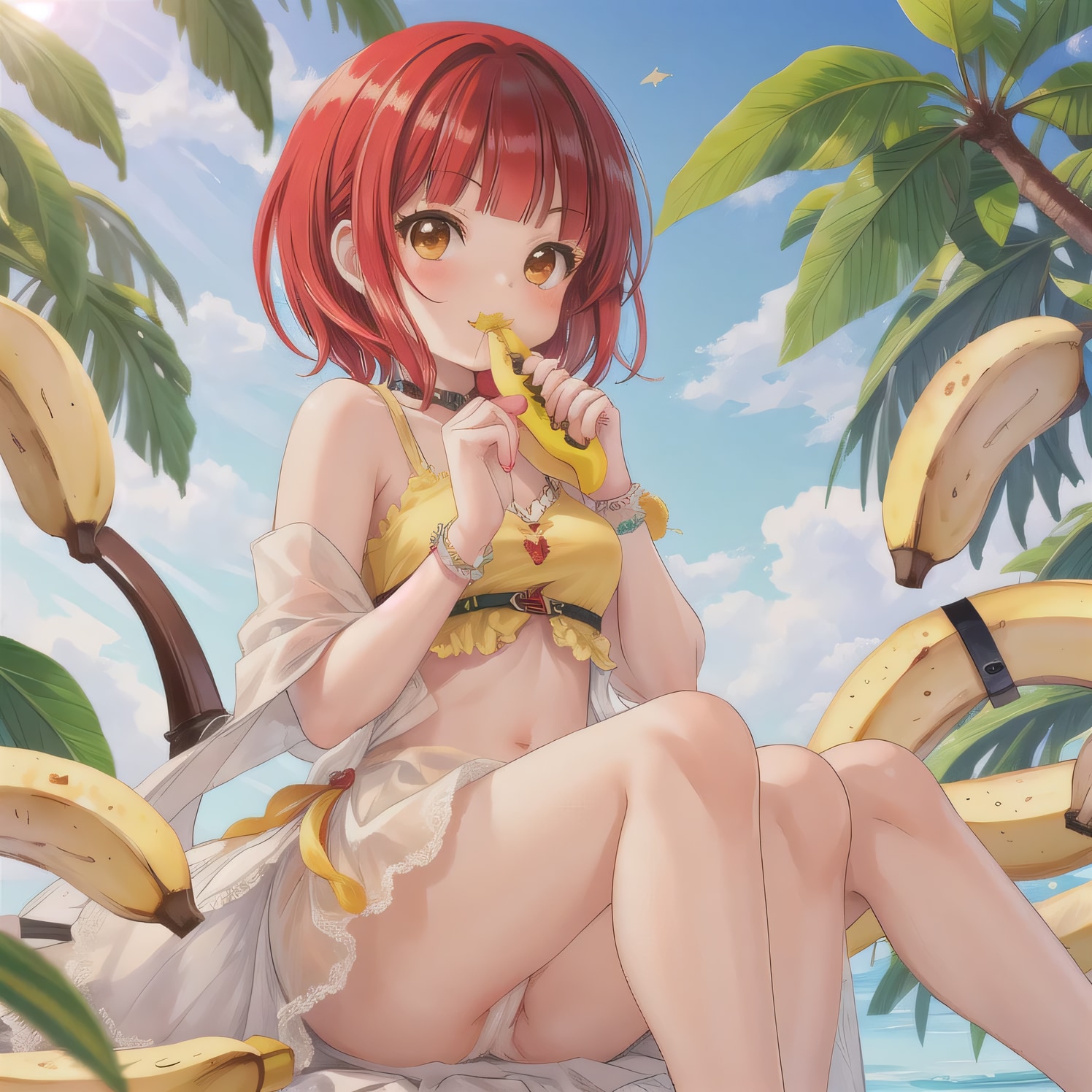 赤髪ボブでバナナの少女