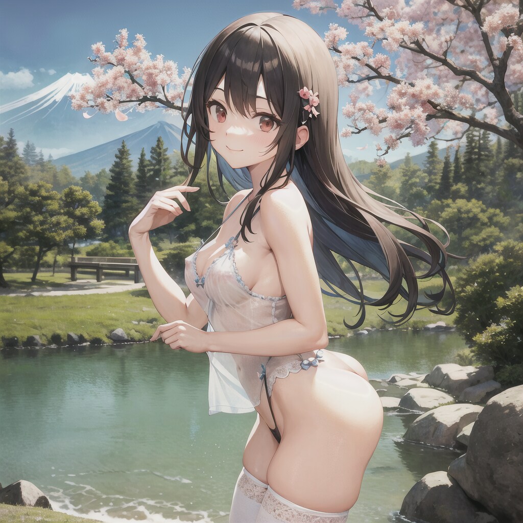富士と桜と下着美女　20240319