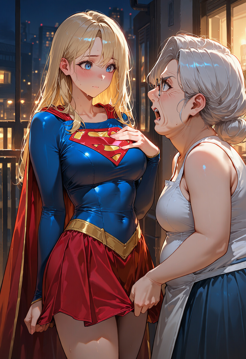 スカート丈を注意されるスーパーガールちゃん | の人気AIイラスト・グラビア