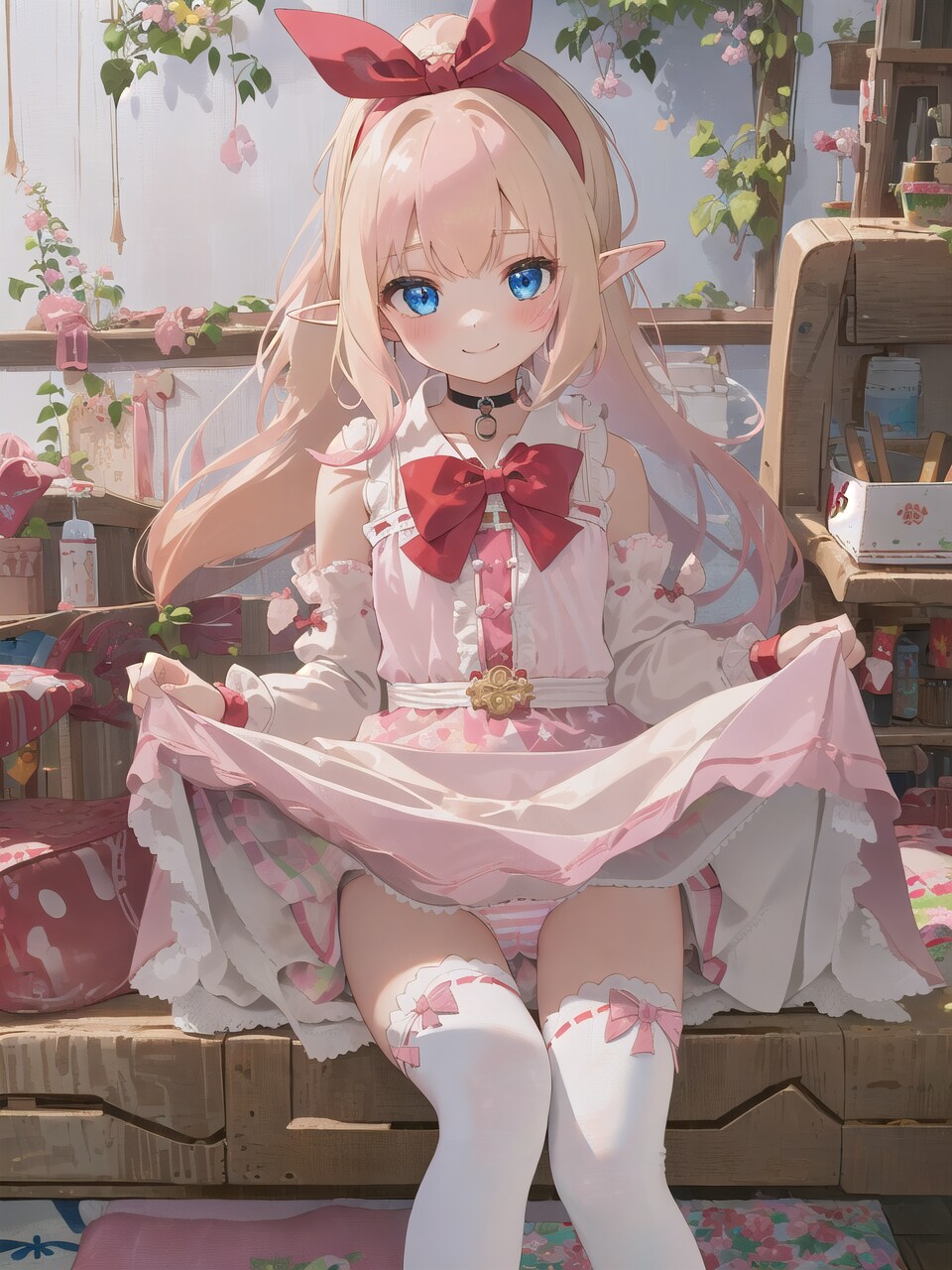 しまぱん見せてくれるエルフ