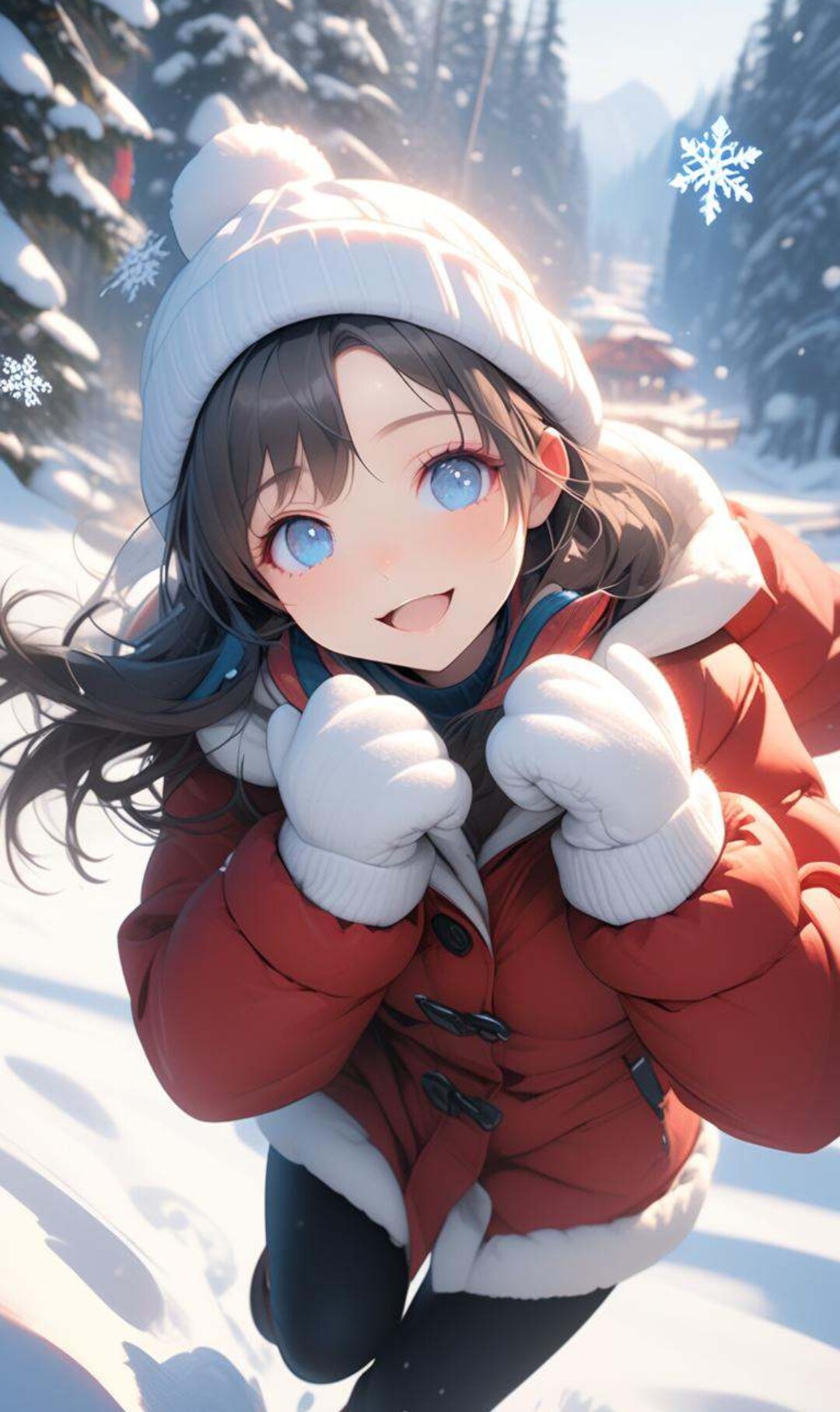 雪遊びを楽しむ小さな女の子