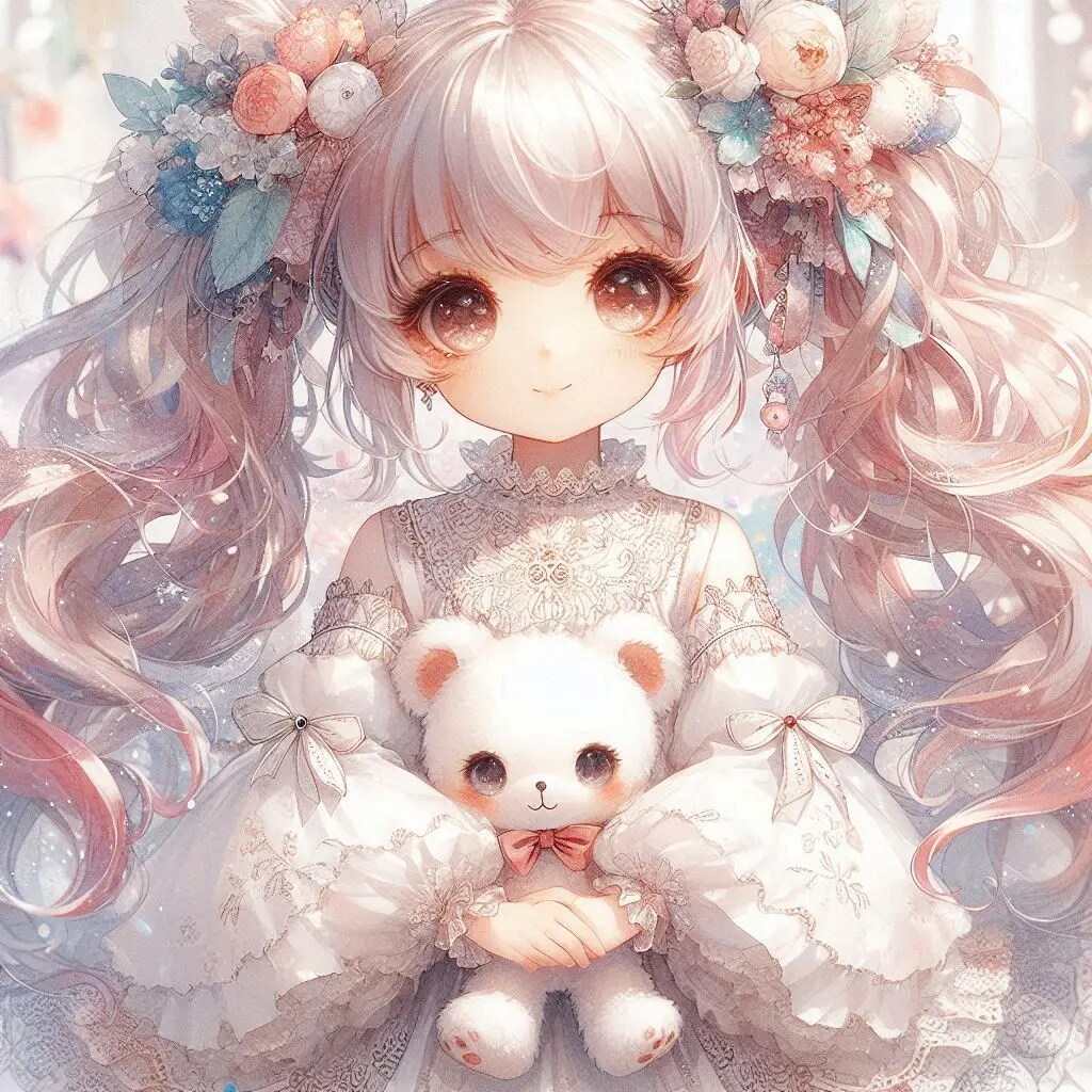 くまのぬいぐるみと可愛い女の子