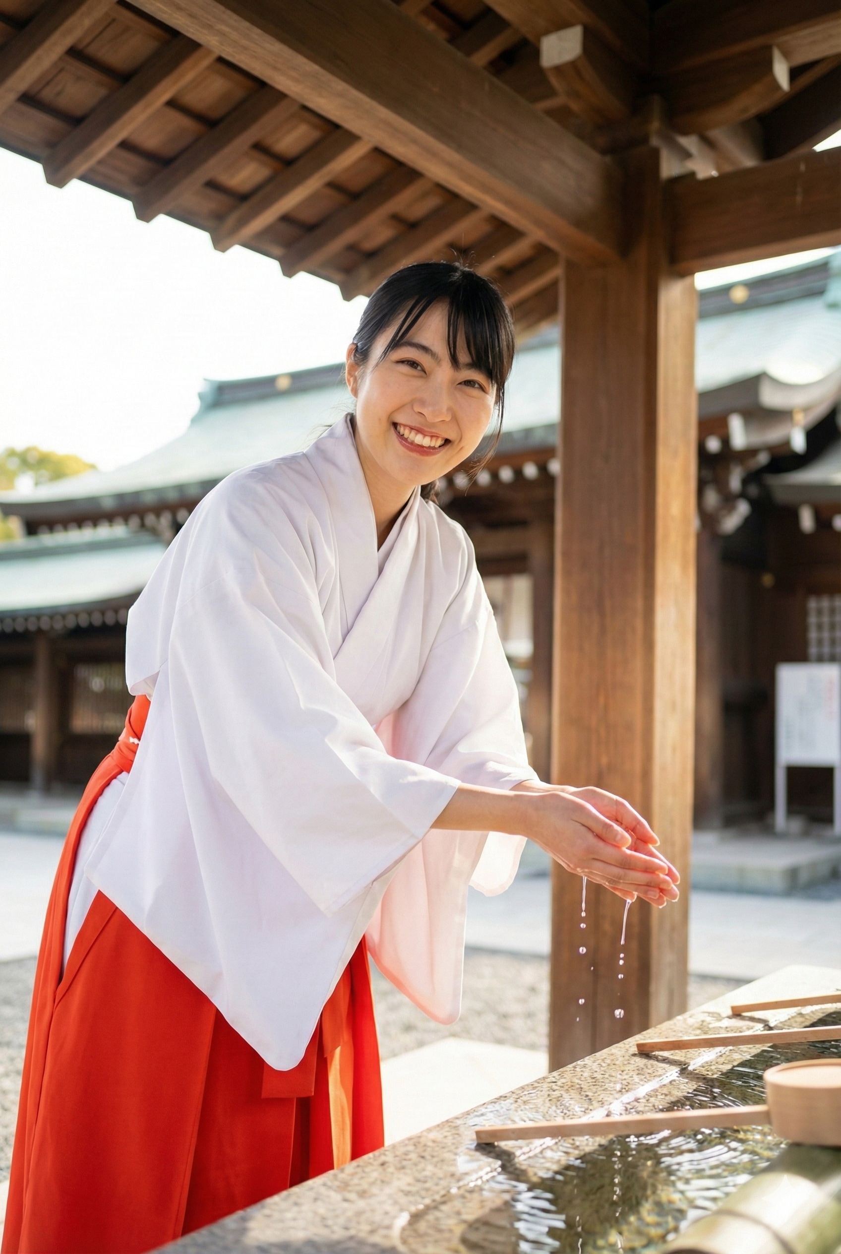 巫女服に着替えた彼女と神社デート⛩️【彼氏目線】 | の人気AIイラスト・グラビア