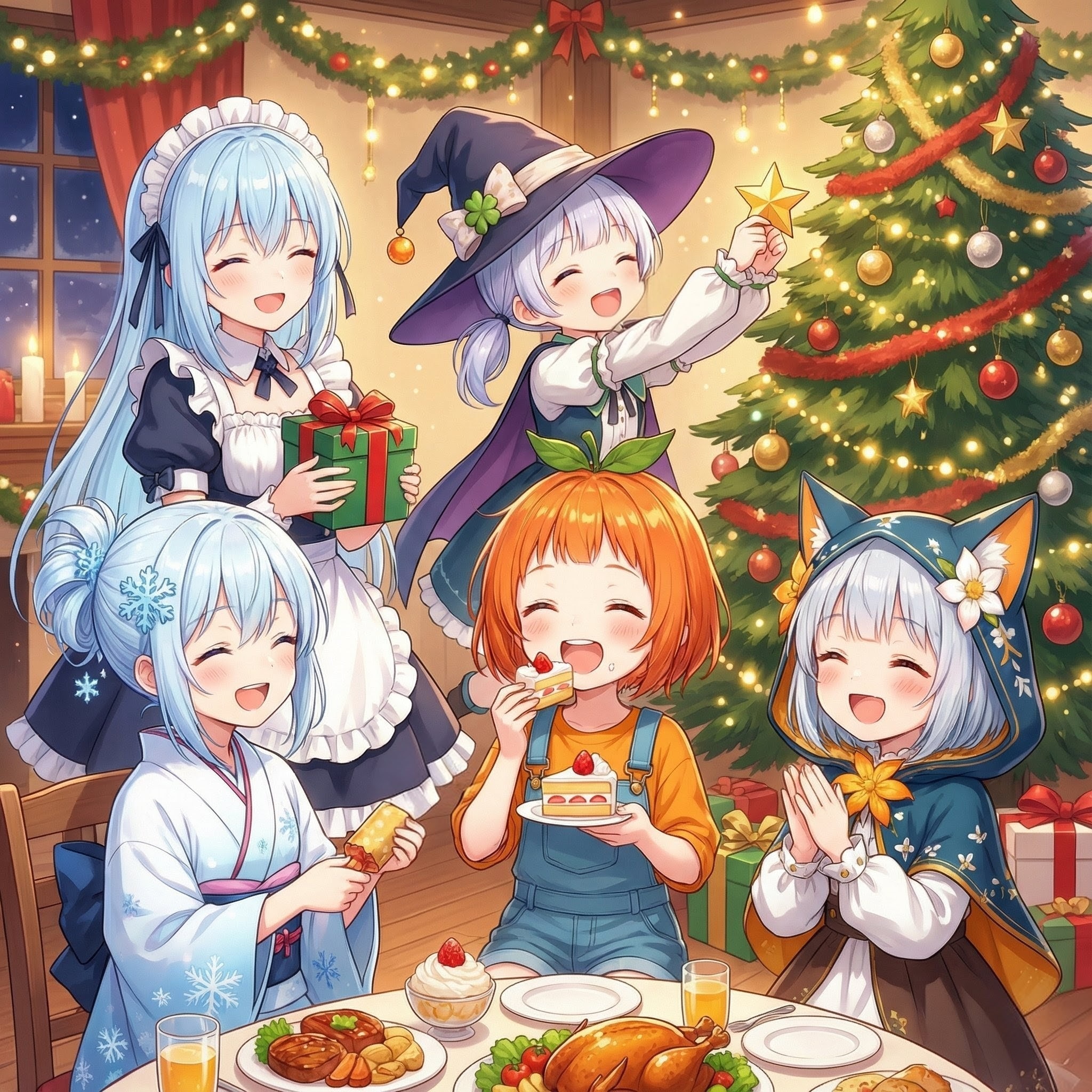 皆でクリスマスパーティー🎄 | の人気AIイラスト・グラビア