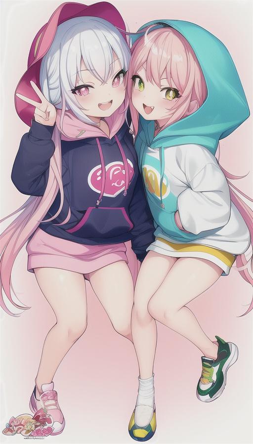 いえーいピース〜　2人でね | の人気AIイラスト・グラビア