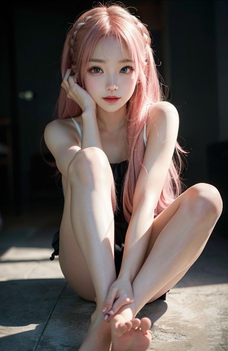 ピンク色ロングヘアー美女の足裏②
