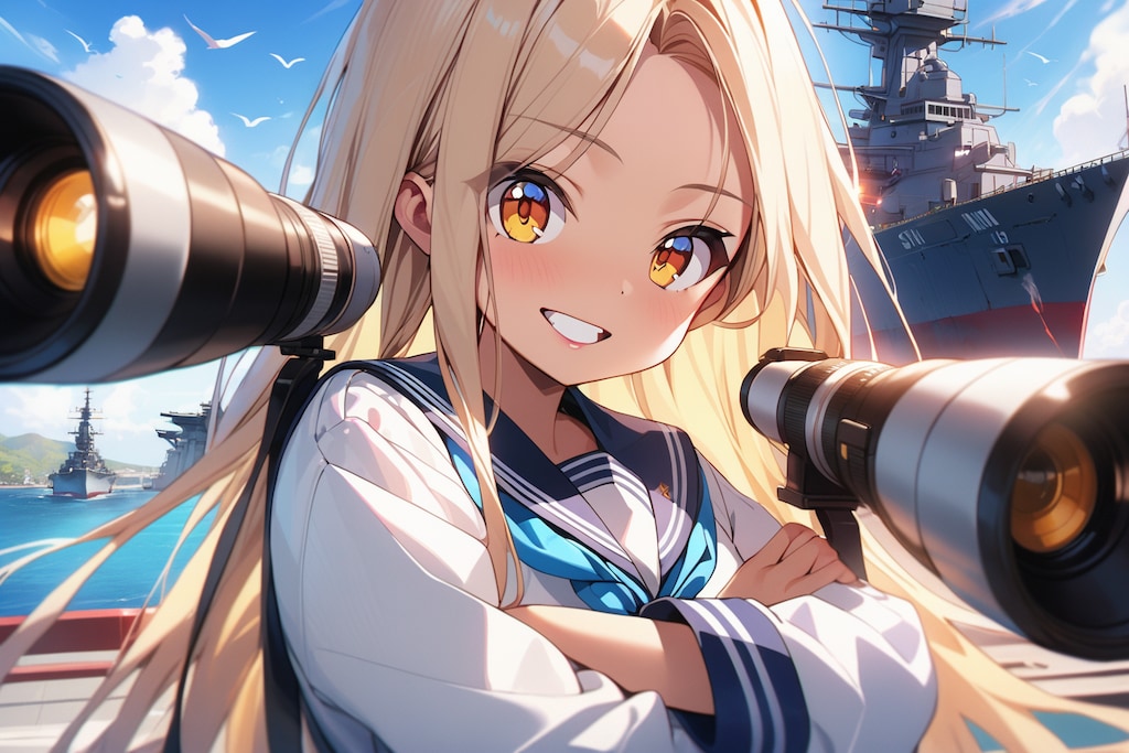 ミズーリを撮影する瑞莉　　　　　　　　　　　　　　🐯 瑞莉・S・トルーマン 🐯　２