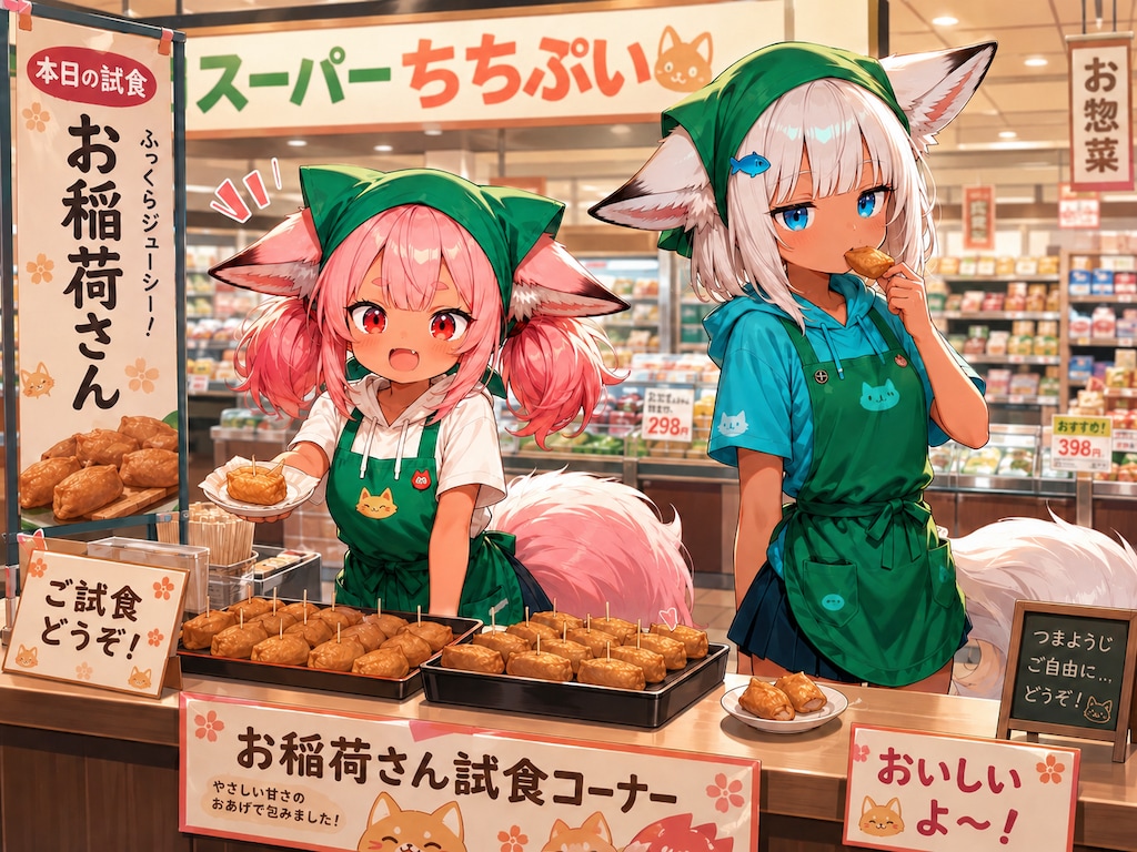 お稲荷さんの試食コーナー