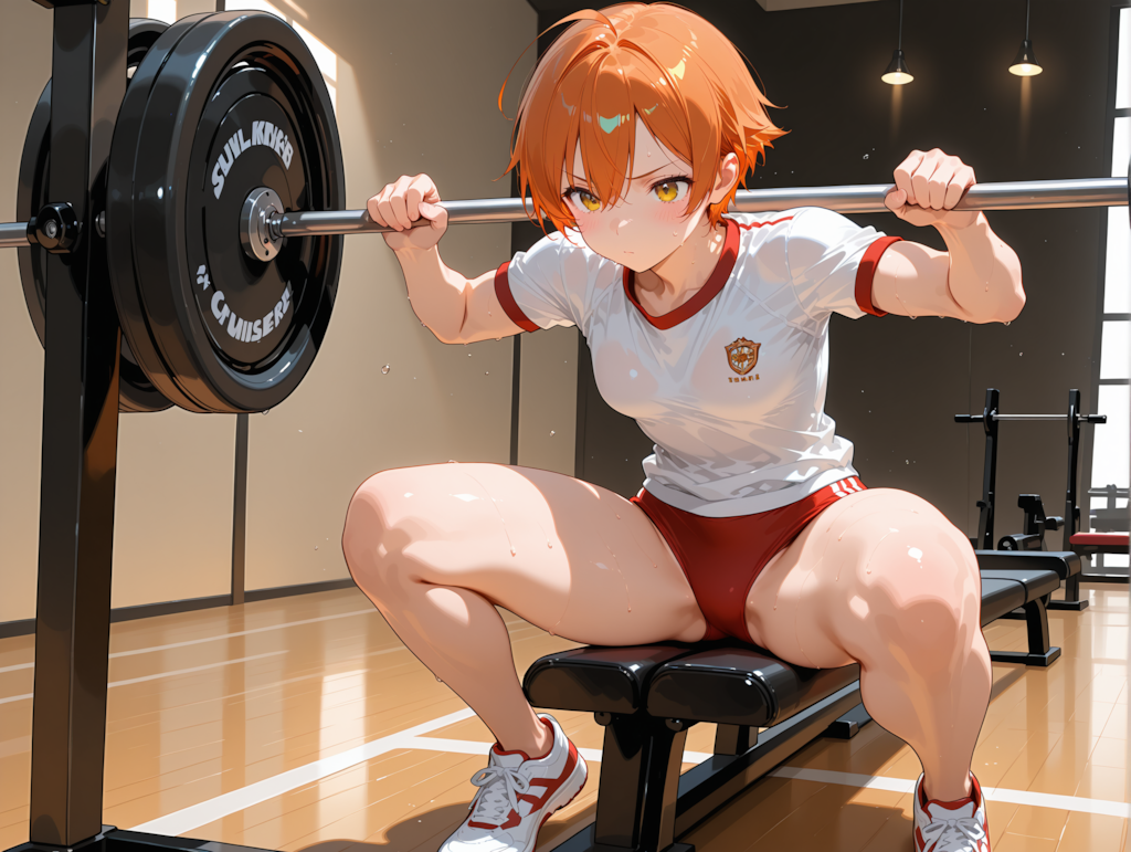 ベンチプレスをする花井さん