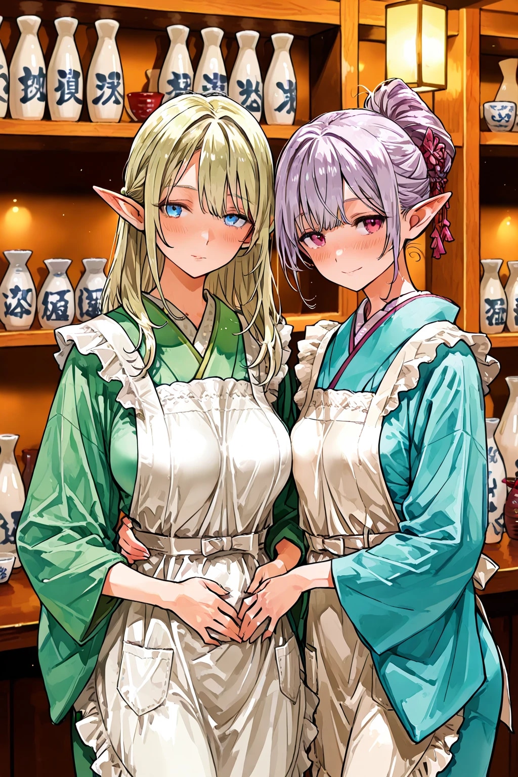 和風エルフメイド居酒屋 | の人気AIイラスト・グラビア