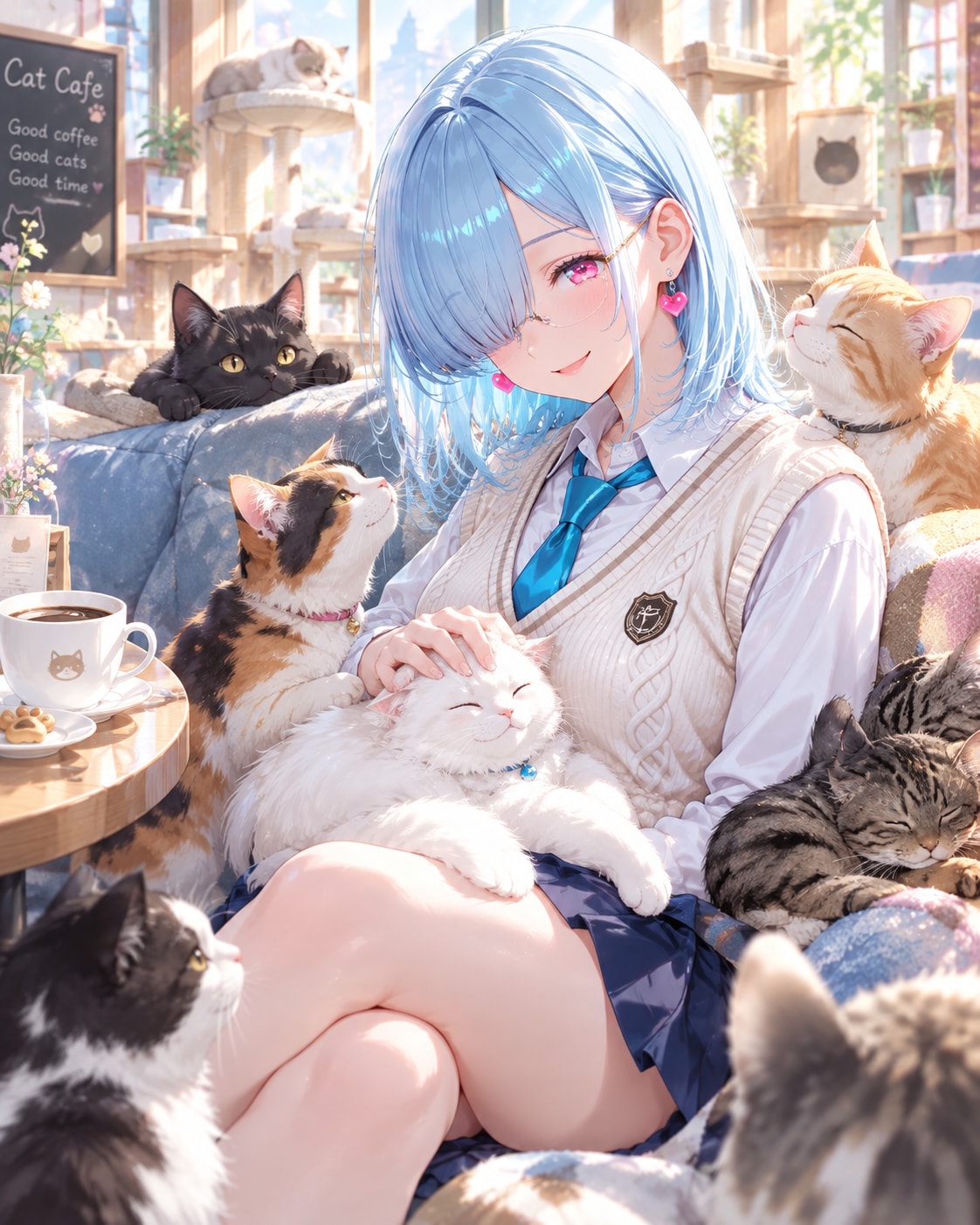 浮気現場at猫カフェ | の人気AIイラスト・グラビア