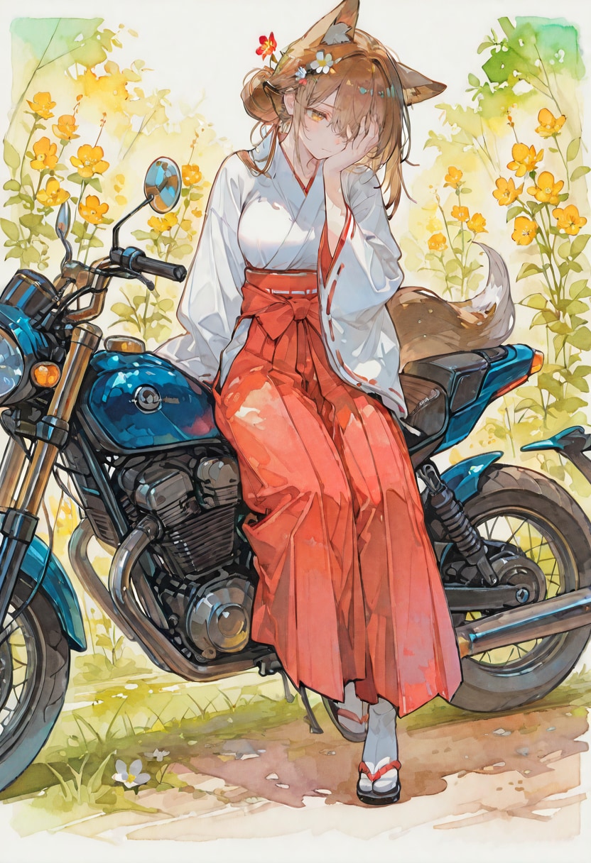 けもみみ巫女とバイク