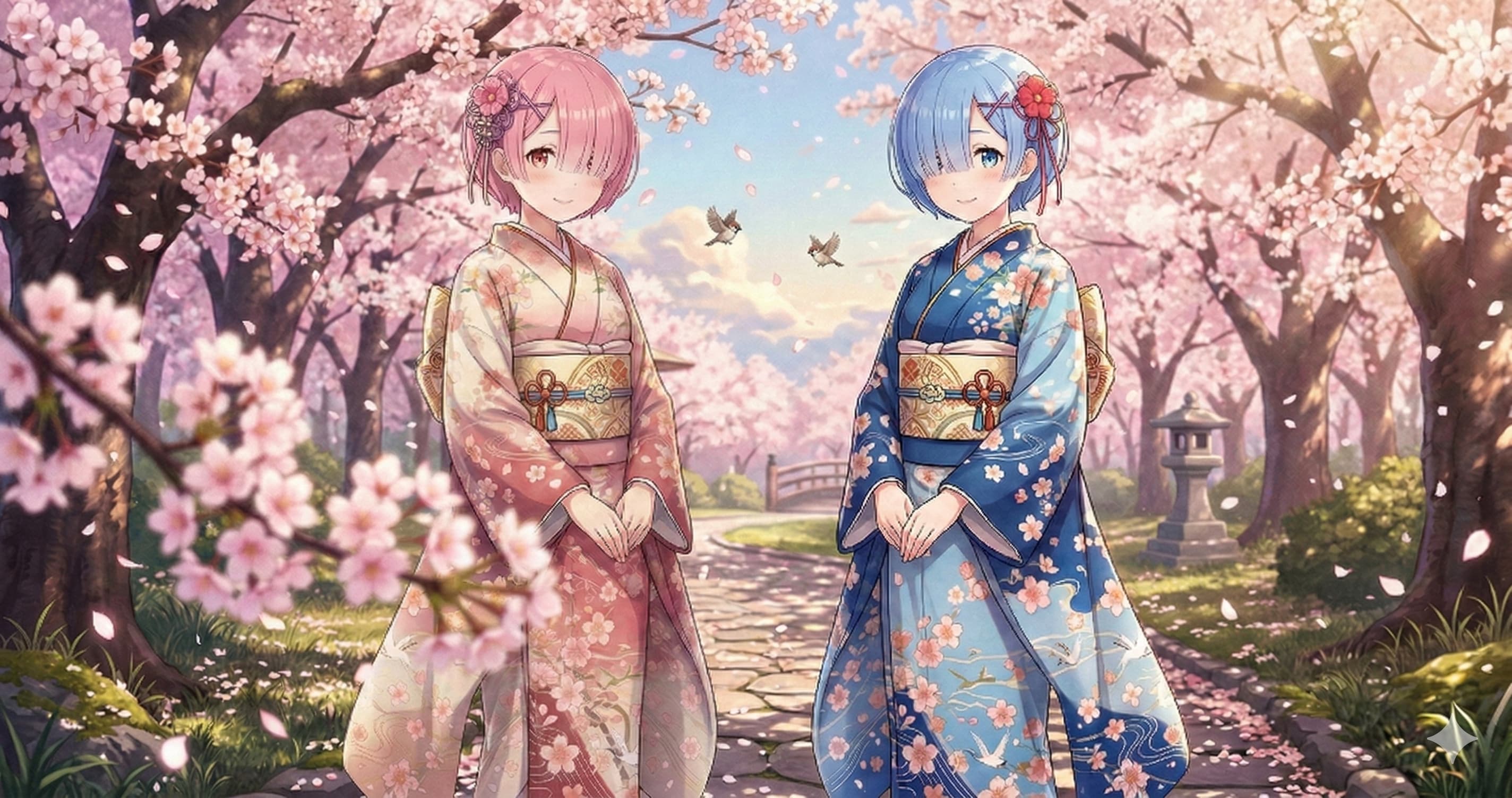 着物姿のレムさんとラムさん