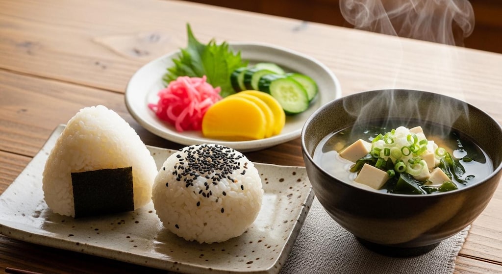 摩訶不思議食堂の天然塩結び膳