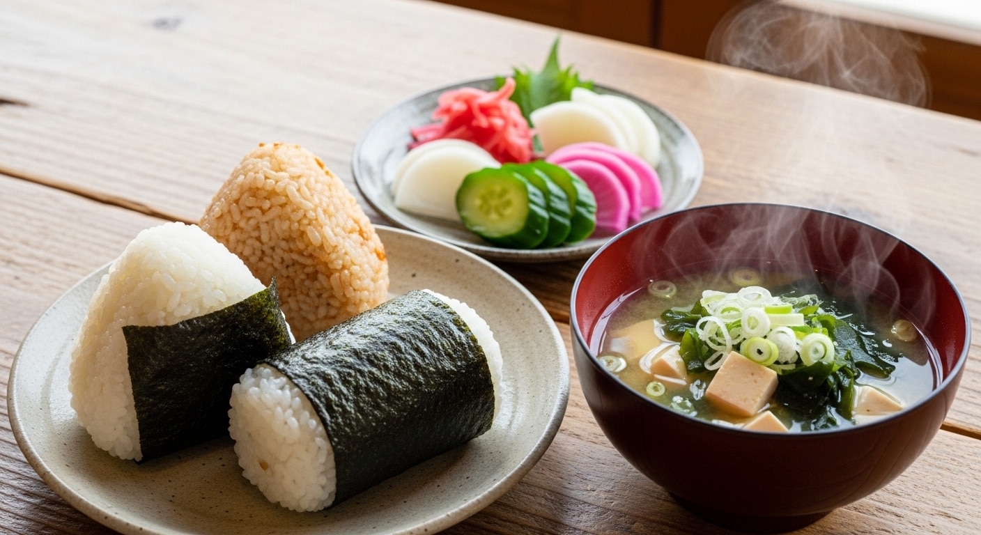 摩訶不思議食堂の天然塩結び膳 | の人気AIイラスト・グラビア