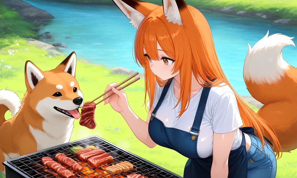 河原でBBQ
