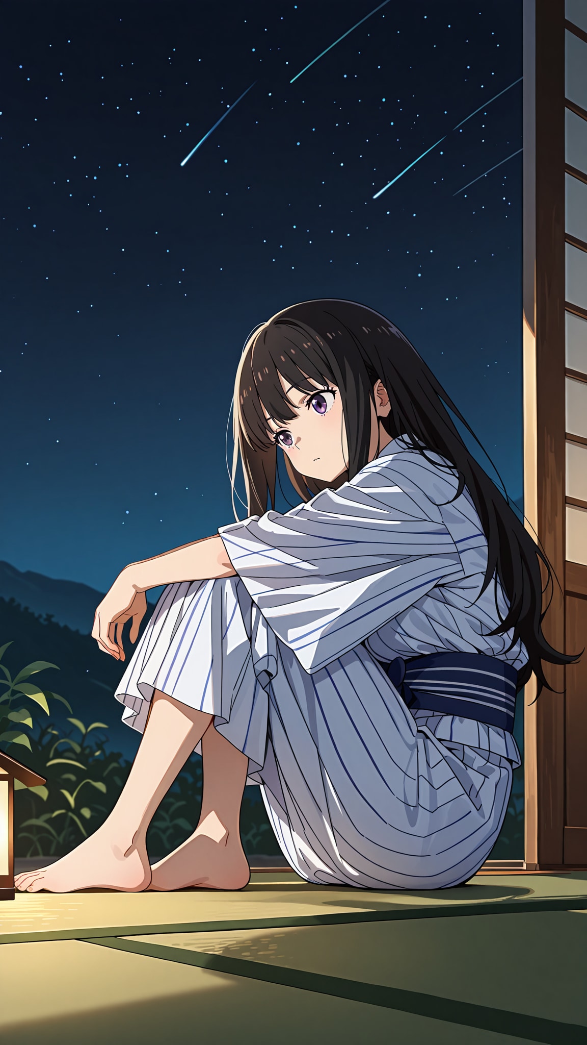 縁側で虫の声を聴く