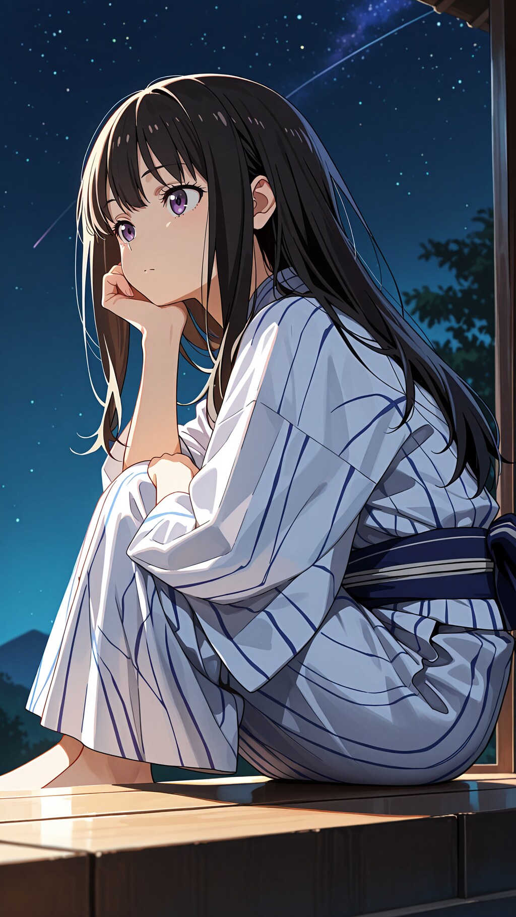縁側で虫の声を聴く