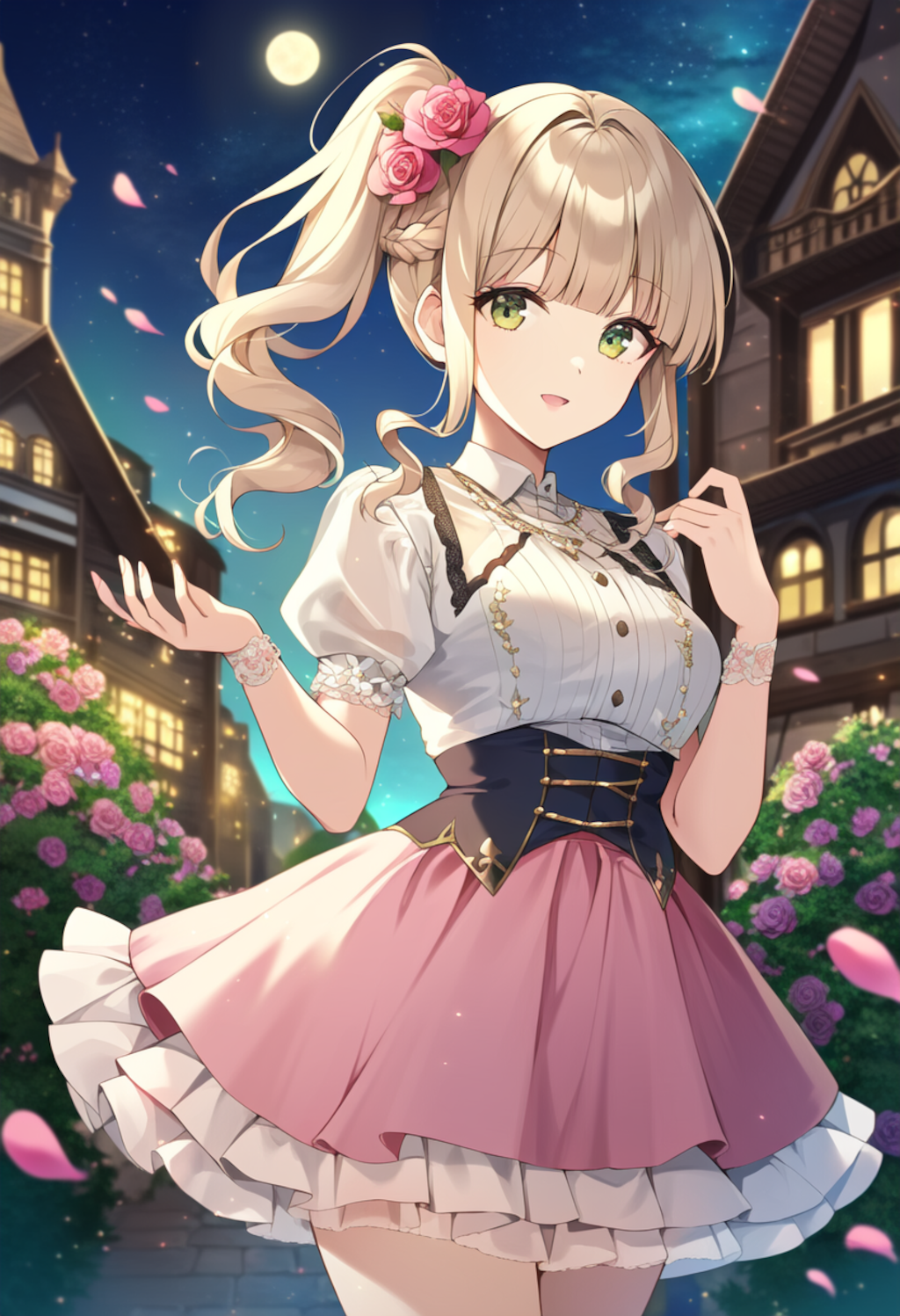 blooming flowers under the moonlight