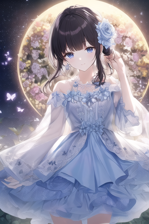 blooming flowers under the moonlight | の人気AIイラスト・グラビア