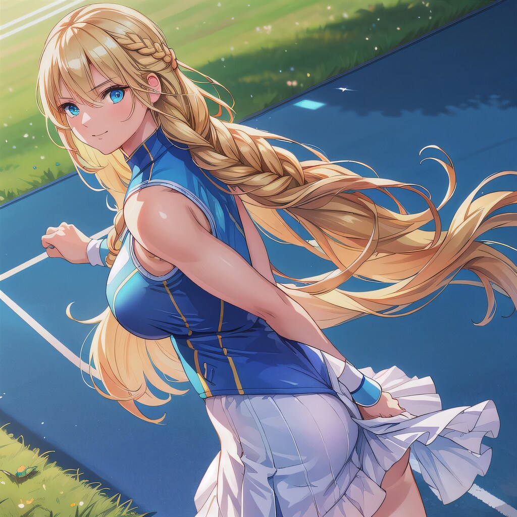 金髪ロングでテニスウェアの少女９