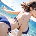 水着で遊ぶ少女の後ろ姿 6枚目