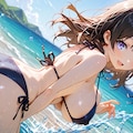 水着で遊ぶ少女の後ろ姿 2枚目