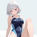 競泳水着♪・・・銀髪ショートボブ♡ 3枚目