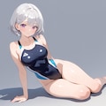 競泳水着♪・・・銀髪ショートボブ♡ 2枚目