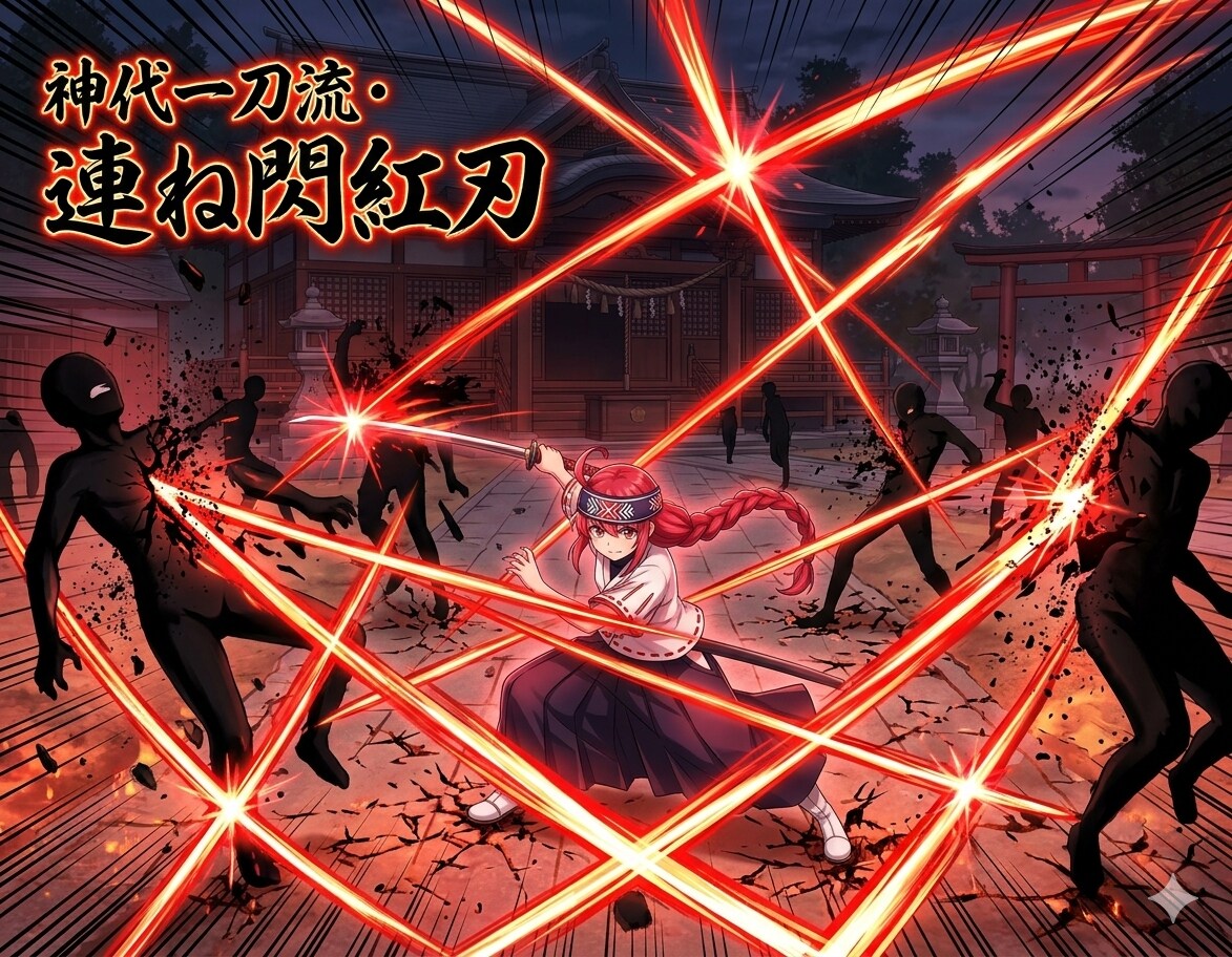 神代一刀流奥義・連ね閃紅刃