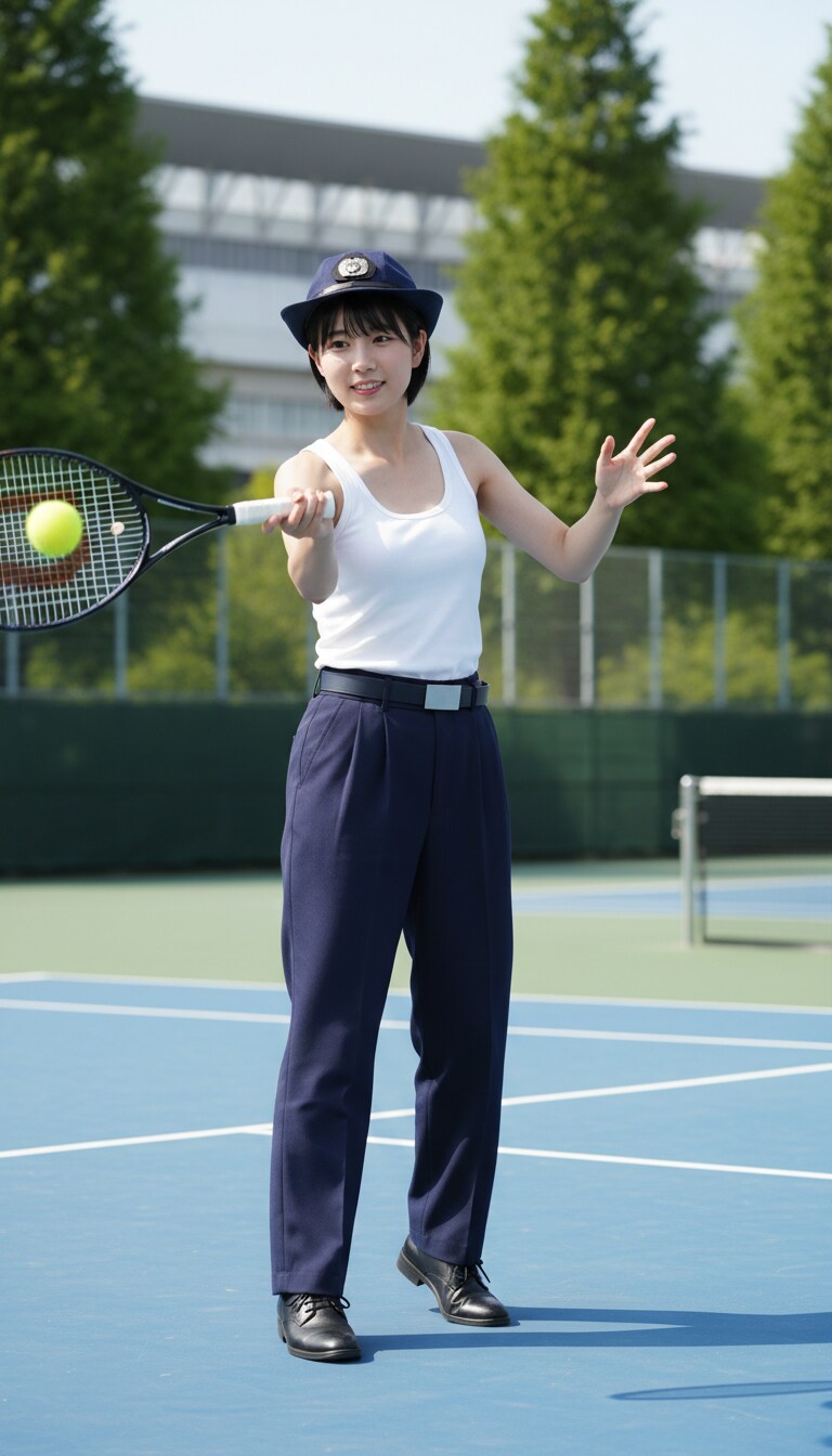 Gemini実写特集　かっこかわいい婦警小網すみれの有明テニスの森テニス