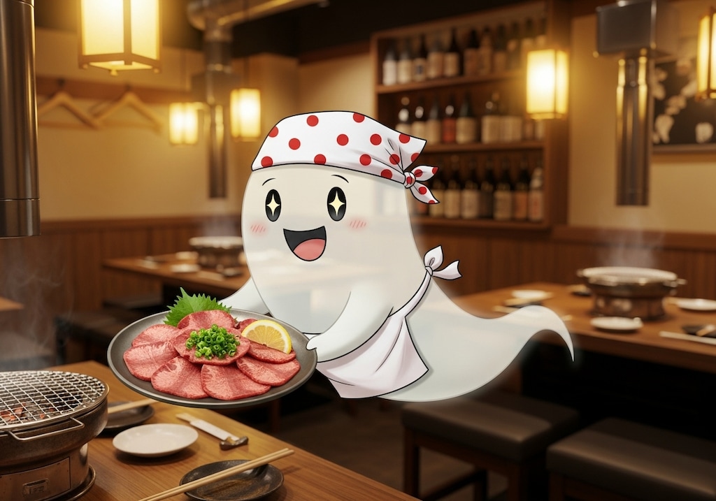 摩訶不思議食堂焼肉店で肉を用意してくれるお化けシェフ達