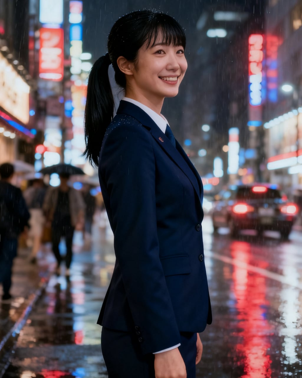 雨の繁華街